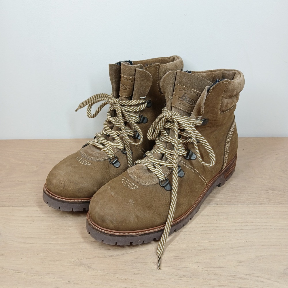 Bass Madewell Boots Women 8.5M Brown Leather Lace Up Lug Sole Outdoor Hiking